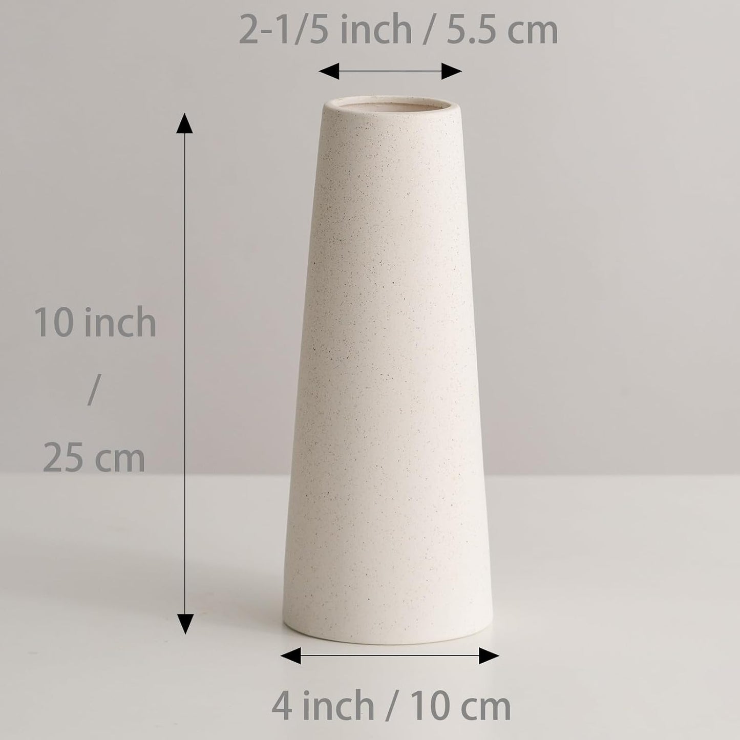 White Ceramic Vase / Large: 10 Inches / Creamy White / 10 Inch