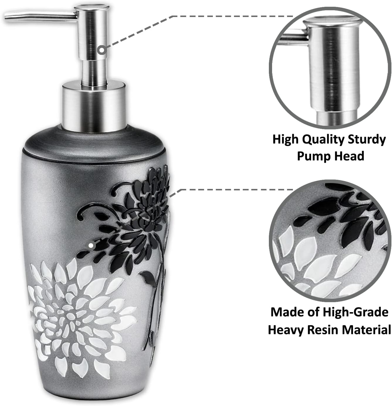 Zahari Home 4pc Erica Bathroom Accessories Sets Modern Classic Soap Dispenser, Tumbler, Tooth Brush Holder and Soap