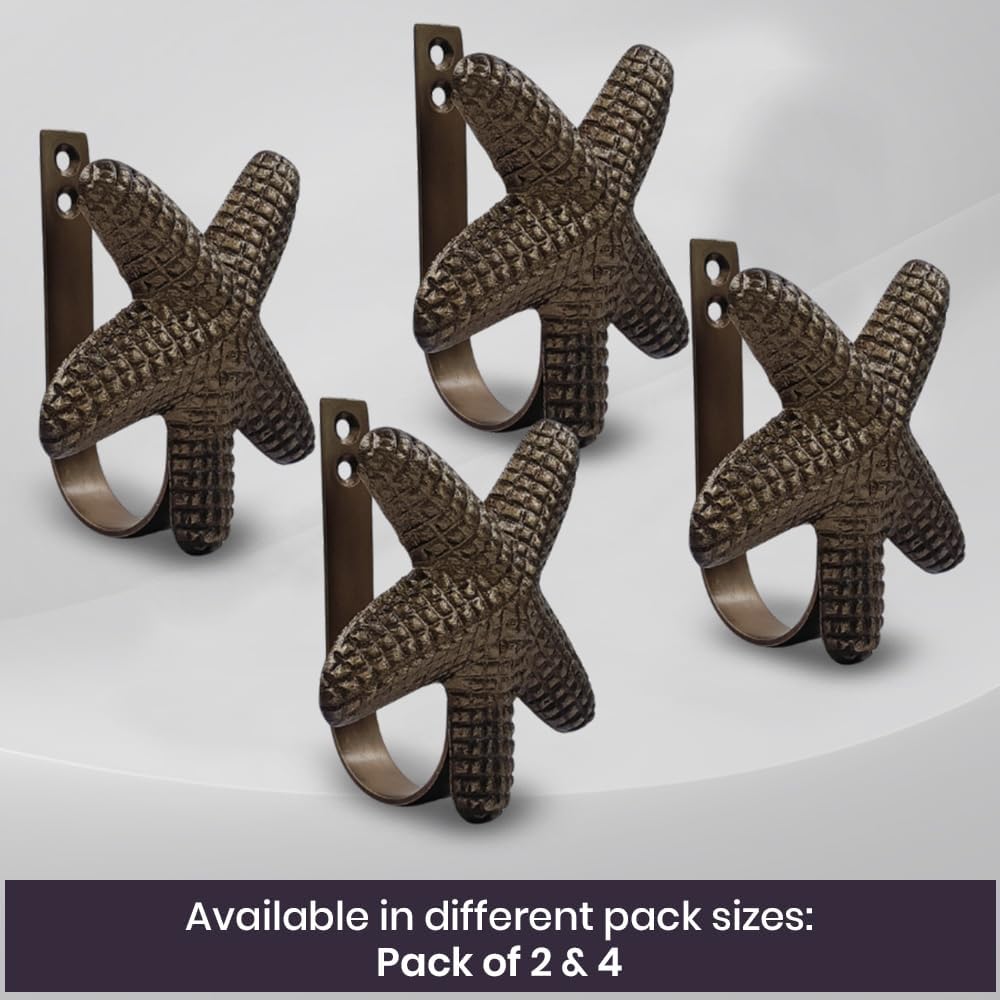The Metal Magician Metal Nautical Starfish Curtain Holdback & Curtain Holder for Home, Bedroom & Office (Starfish