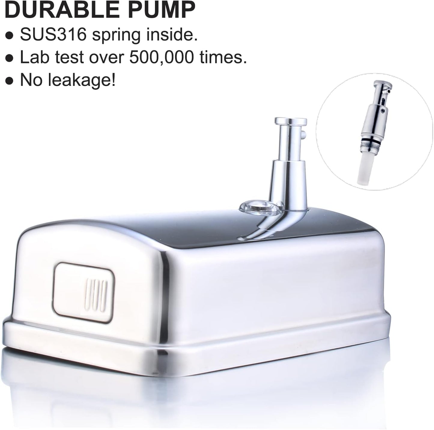 Commercial Soap Dispenser Wall Mount Stainless Steel, 34 fl.oz. | 1000ml Manual Liquid Pump Rust-Proof Leak Free for