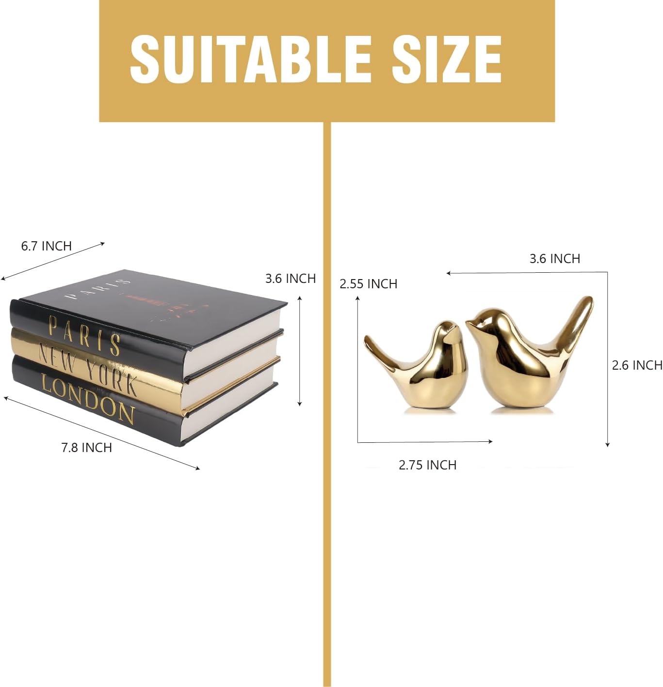 Modern Style Coffee Table Book Decor / Gold