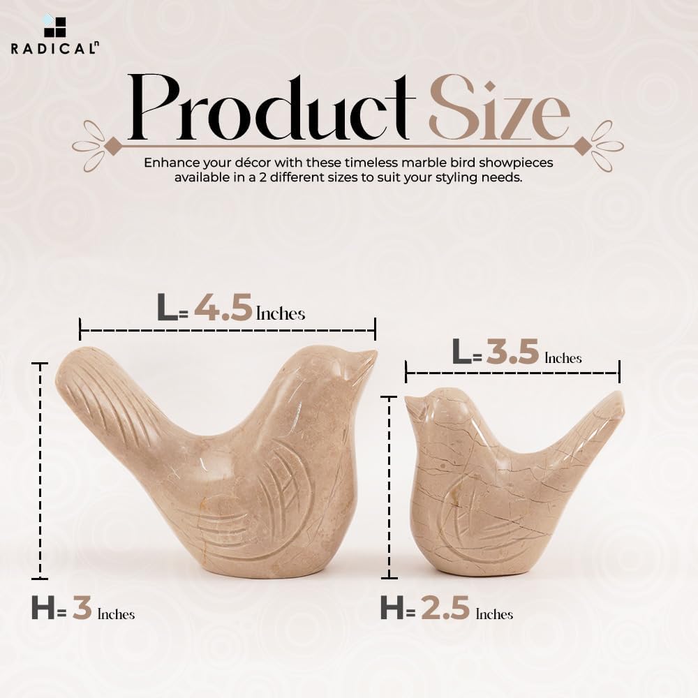 Marble Love Bird 4.5" Handmade Statue / Verona / Set of 2