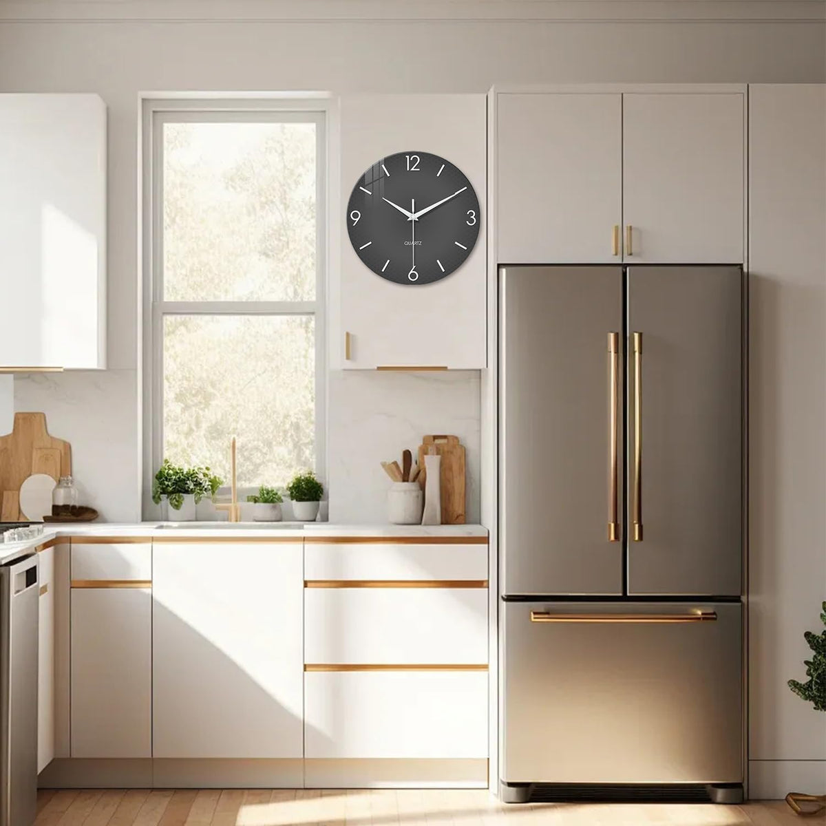 XFM 16 Inch Large Minimalist Wall Clocks Battery Operated Grey | Silent Non-Ticking Battery Operated Gray Modern Simple