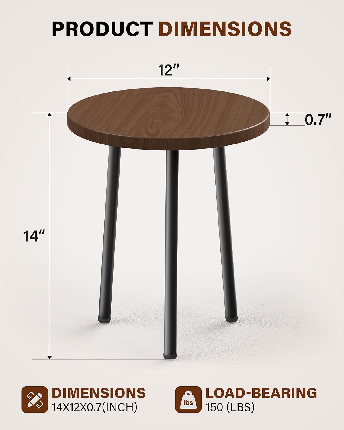 Plant Stand Indoor 2 Pack: Plant Table 14'' Wood & Metel Plant Stool | Mid Century Modern Indoor Plant Stand for