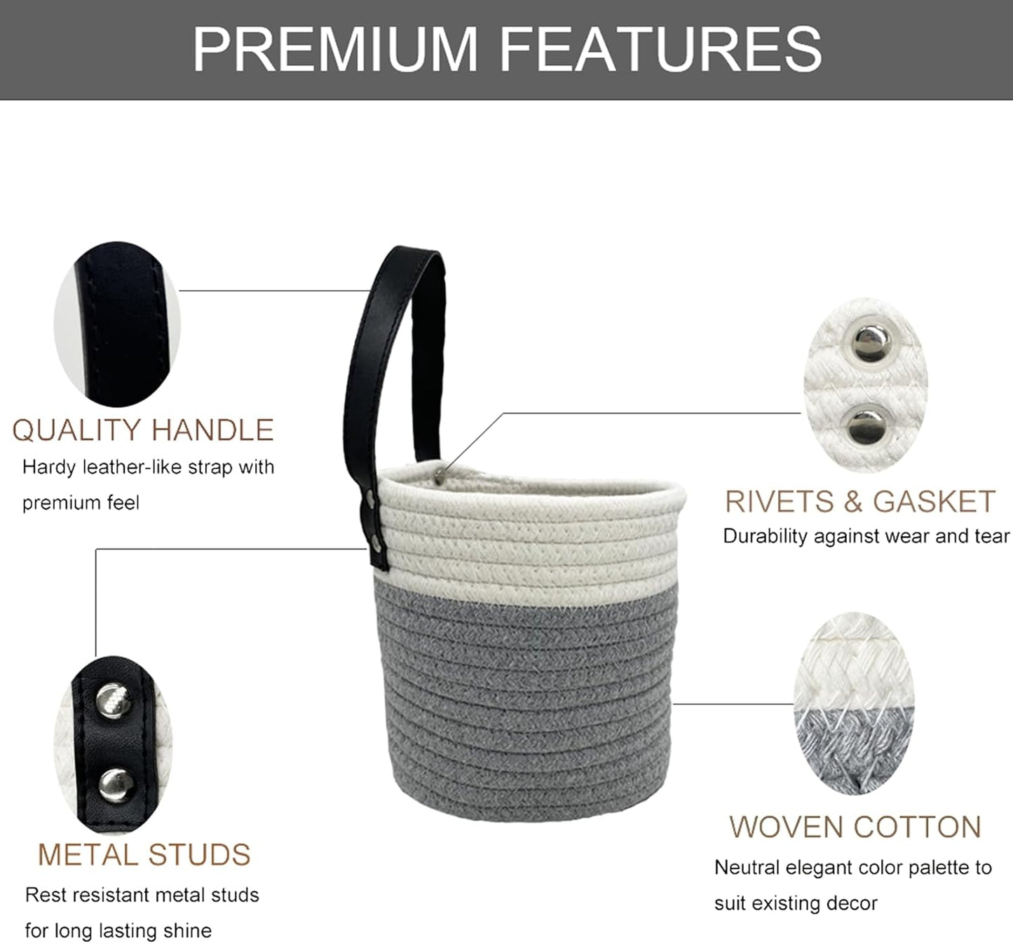 Handles Woven Organizer Storage Basket / Light Dark / Set of 2