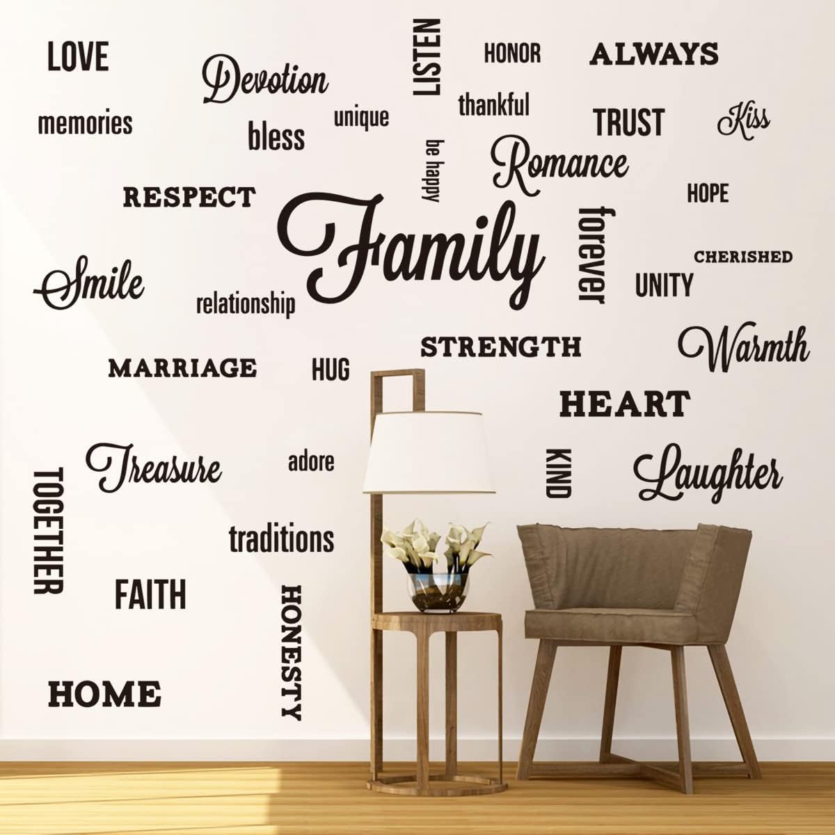 Removable Family Wall Decal Quotes Saying Family Words Sign Vinyl Wall Stickers Positive Energy / A