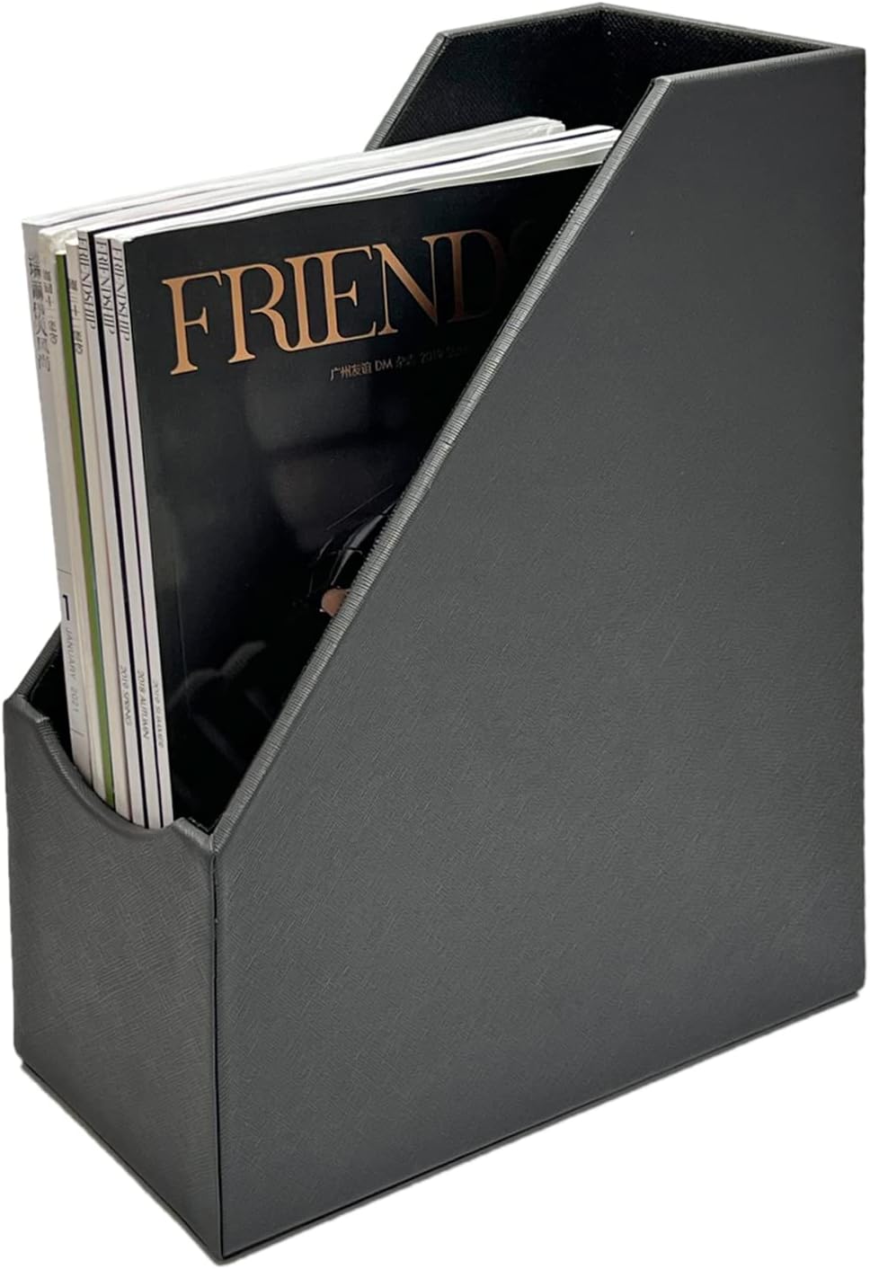 UnionBasic Magazine File Holder, Leatherette Desktop Document Organizer, Home Office Paper Holder File Storage