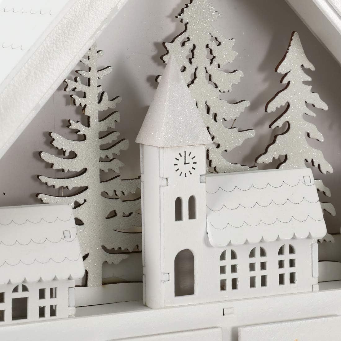 Christmas Wooden Advent Calendar House with 24 Drawers, Countdown to Christmas for Kids, LED Home Decoration, L16.25 x