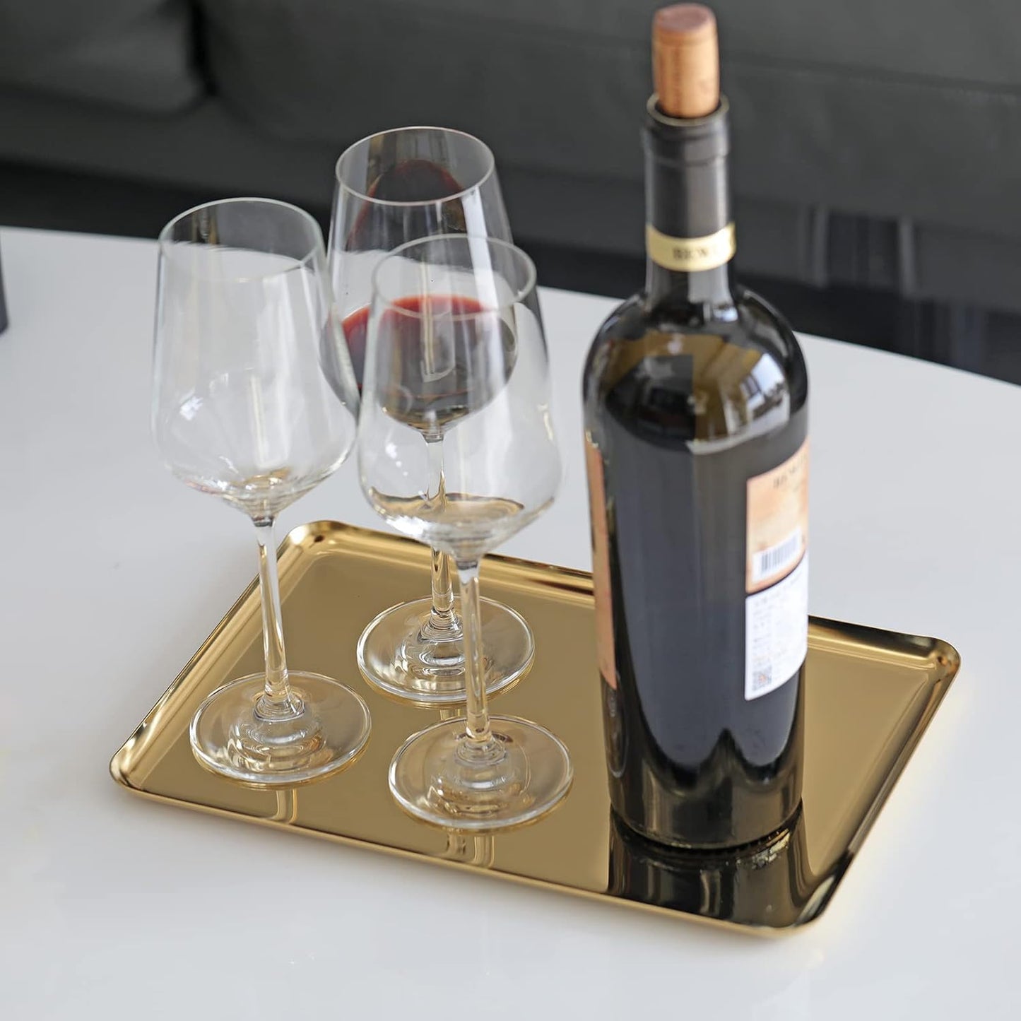 Rectangle Metal Decorative Serving Tray / Mirror Gold / 12 x 7.9 x 0.5