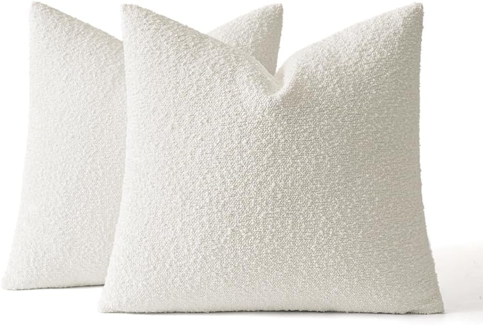 Decorative Pillow Covers / 18 x 18 / White / Set of 2