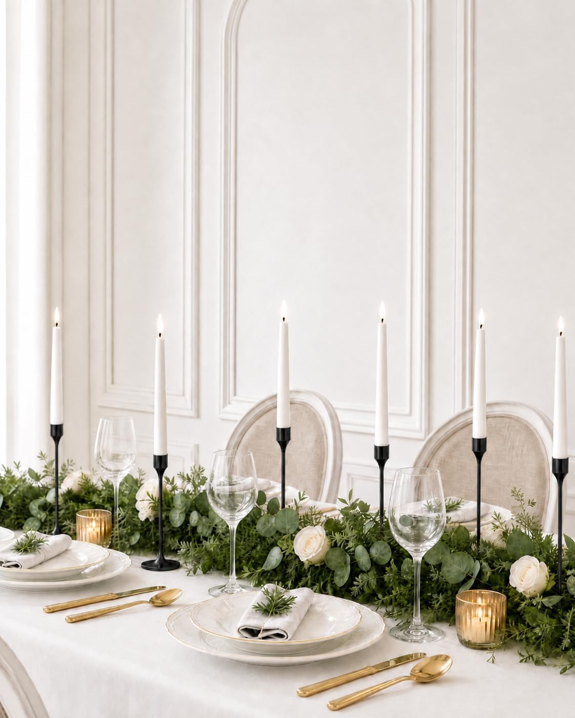 NLBTW Black Taper Candle Holders Set of 6, Metal Candlestick Holders for Table or Mantel Decor Centerpiece, Candle