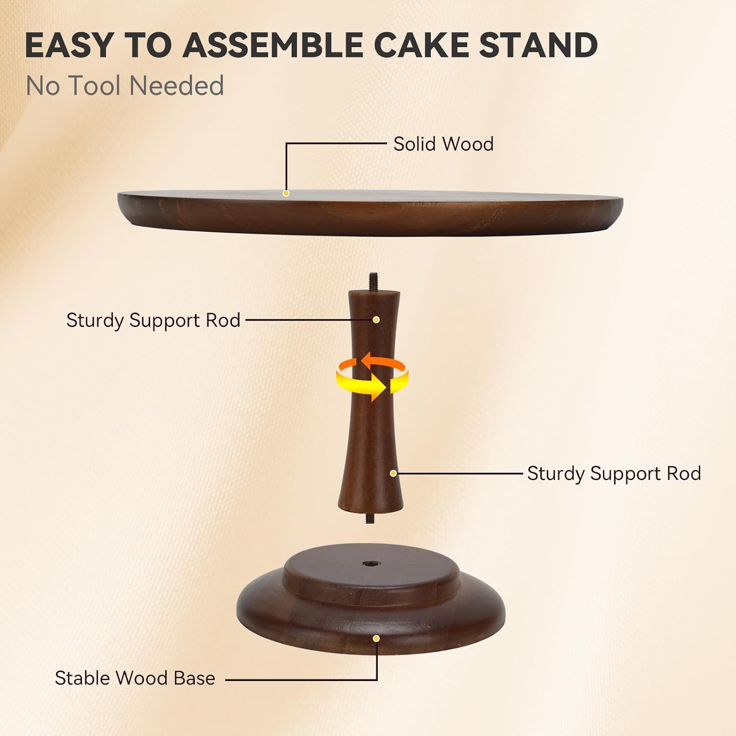 Wood Cake Stand Set Wooden Round Cupcake Stand / 12 Inch