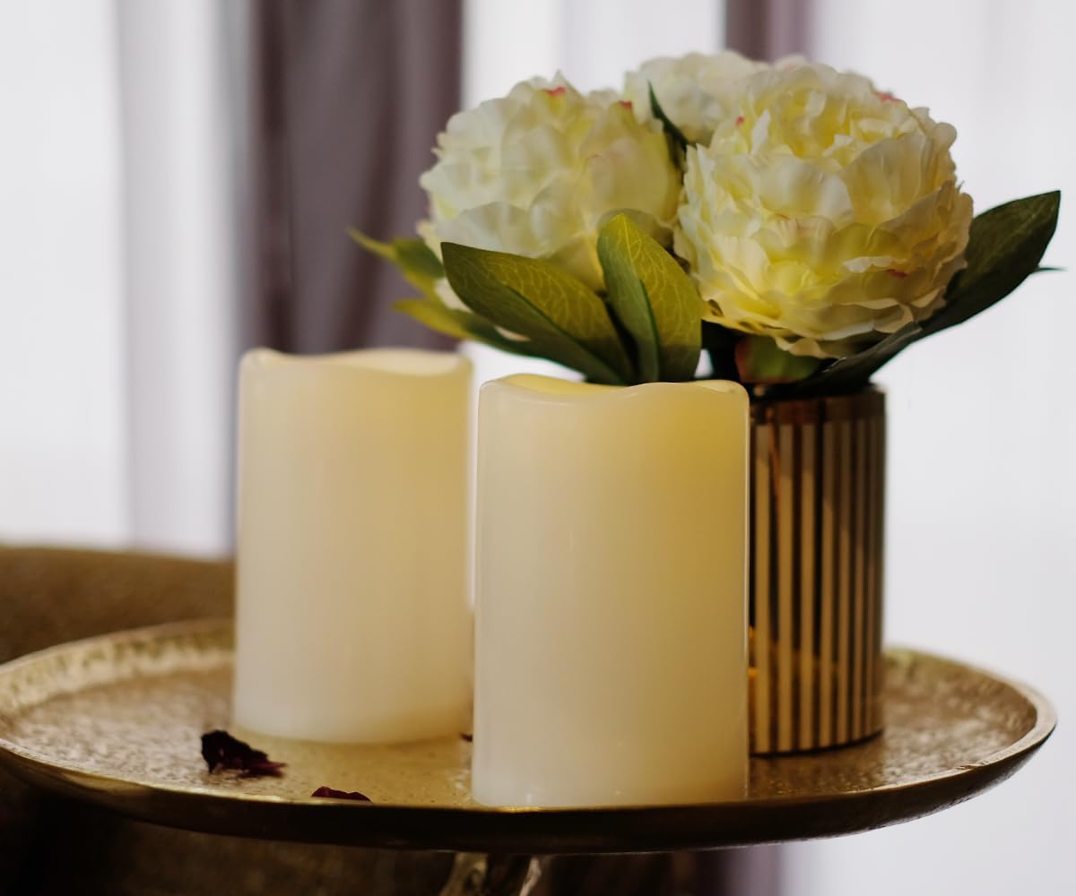 NONNO&ZGF 4X6'' Outdoor IP44 Warm White LED Rainproof Waterproof Candles, Flameless Battery LED Pillar Candle with
