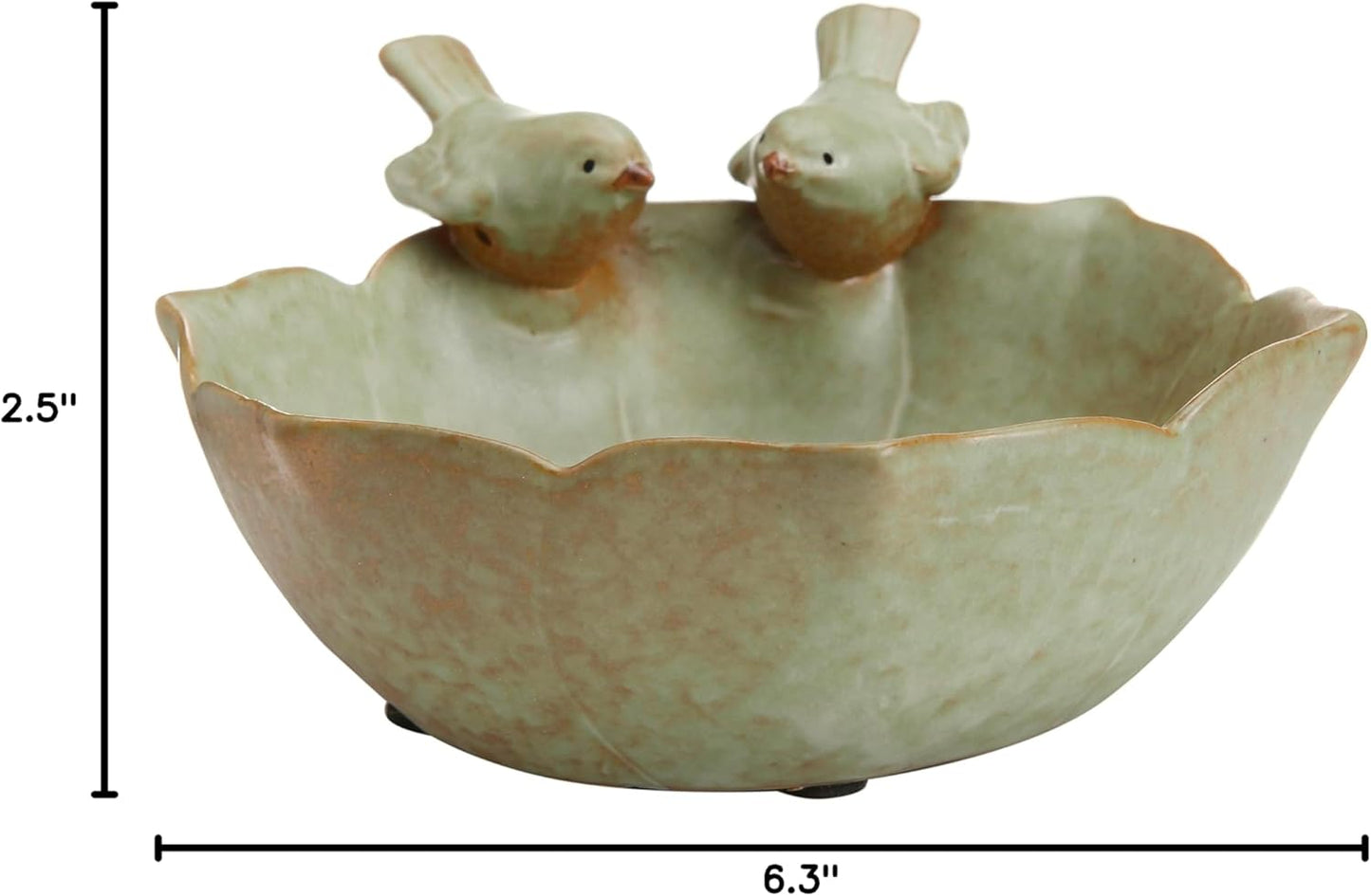 Decorative 2 Birds Garden Design Ceramic Serving Bowl/Jewelry Tray/Candy & Nut Dish / Green