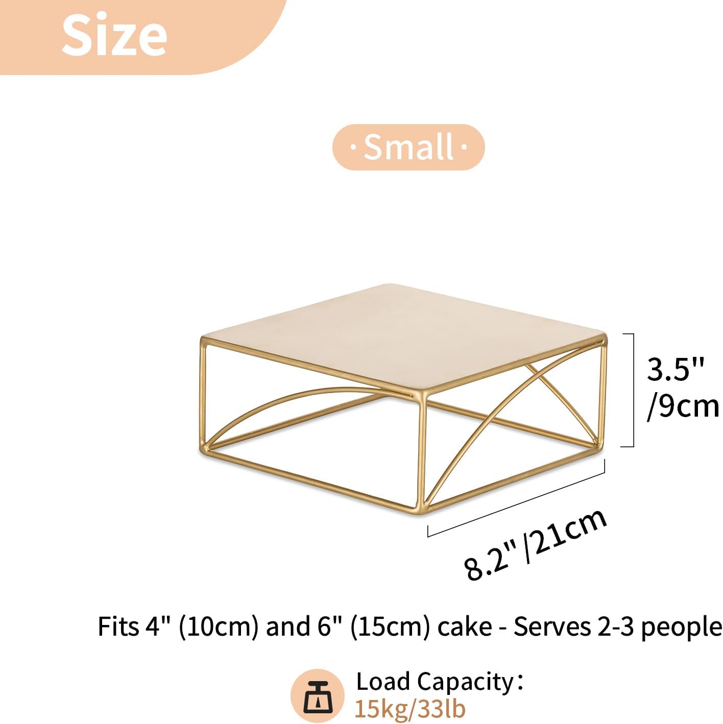 Metal Dessert Pedestal Stands Food Riser candy Display holder / Gold / 8.2 Inch / 8 Inch