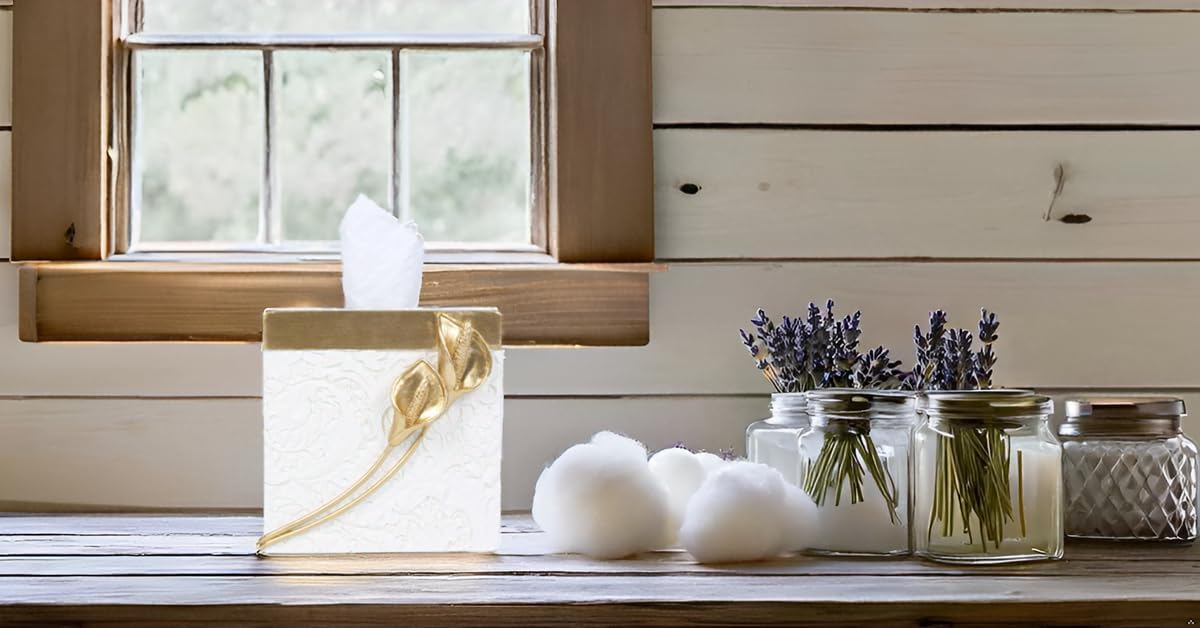 Modern Square Tissue Box Cover Holder / Common Callalily