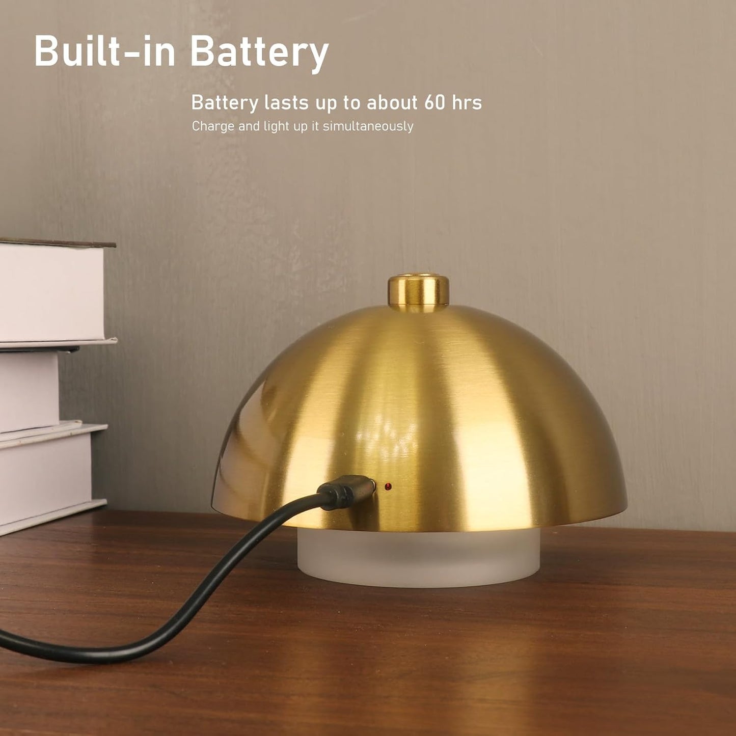 Modern Table Lamp Cordless Portable Desk Lamp, 2700K Stepless Dimming Rechargeable Battery Operated LED Lights for