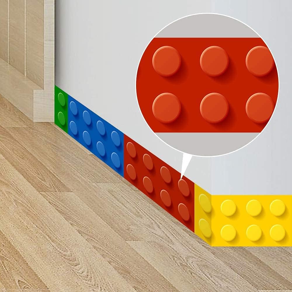 Building Blocks Wall Stickers Skirting Board Wall Decals Art Decor for Kids Bedroom Living Room