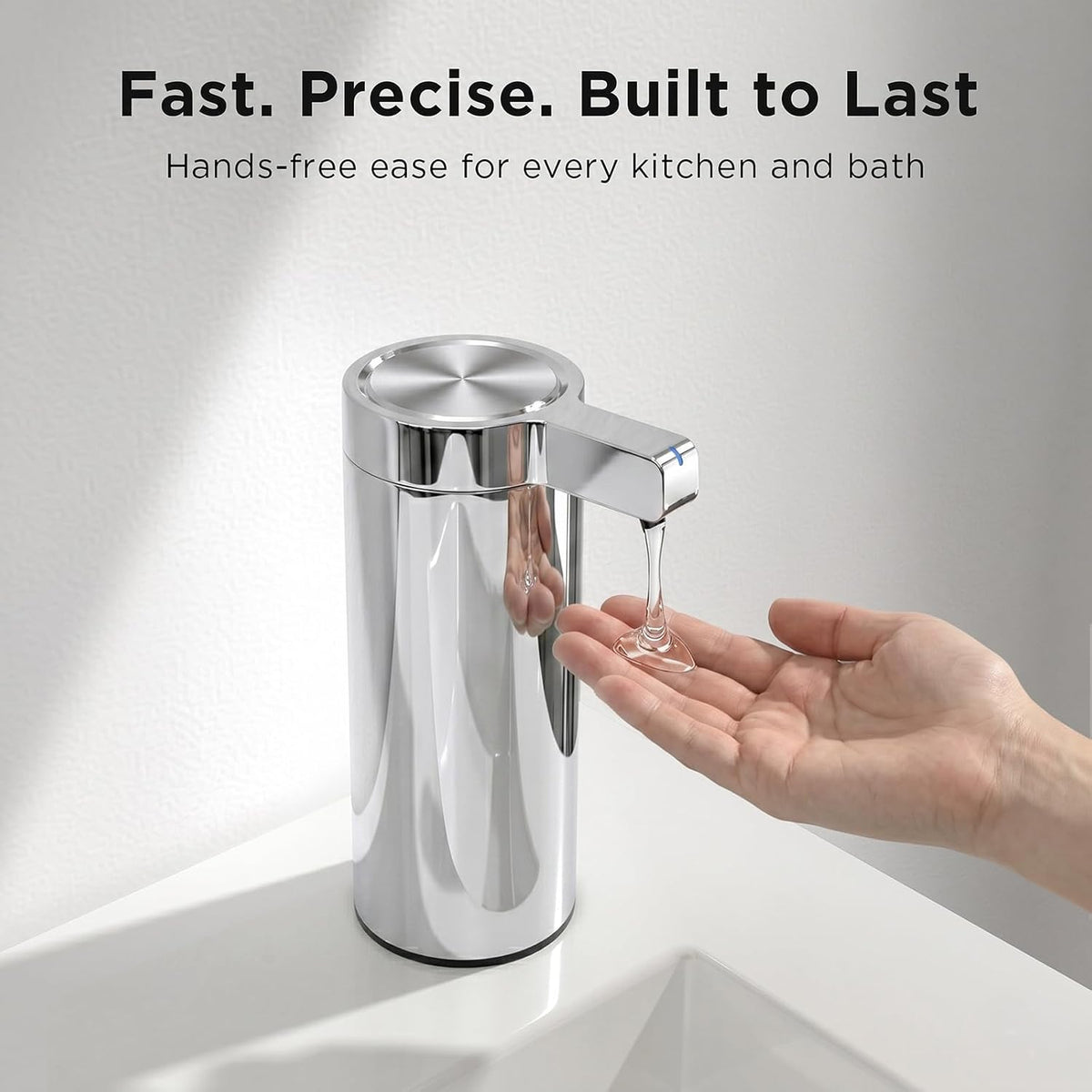 Newise Automatic Soap Dispenser with 3 Adjustable Dispensing Modes, 9 oz Touchless Sensor Stainless Steel, Rechargeable