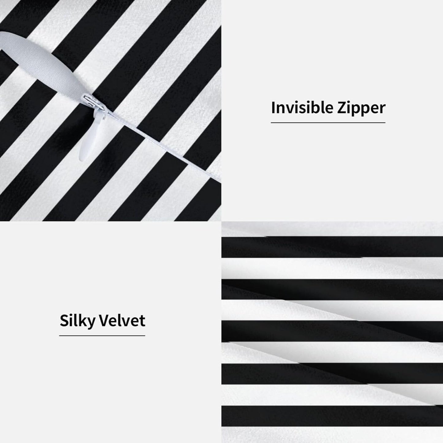Throw Pillow Covers Pillow Cases Decoration Cushion Cover / Stripe Black White / 18 x 18 / Set of 2