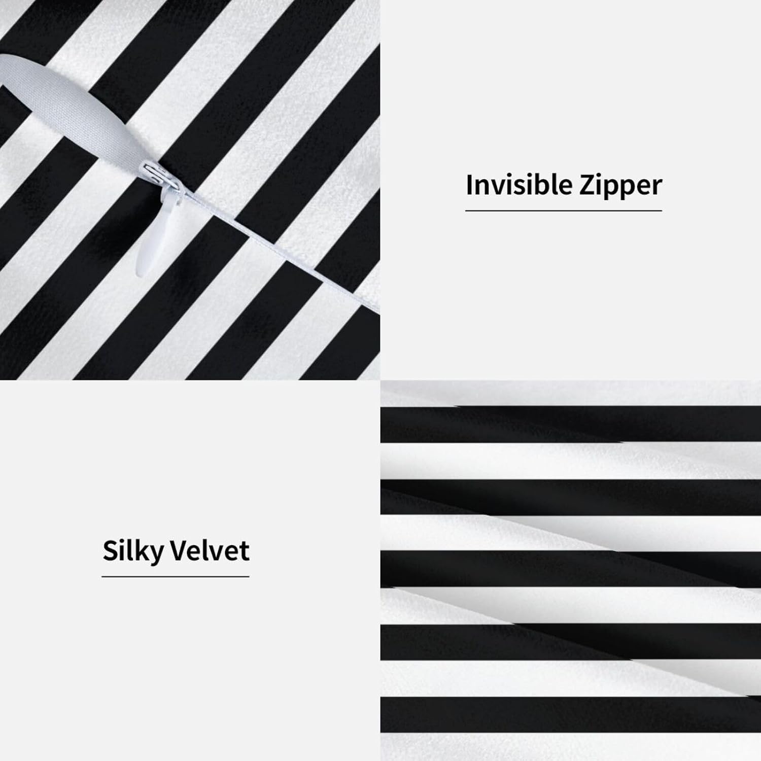Throw Pillow Covers Pillow Cases Decoration Cushion Cover / Stripe Black White / 18 x 18 / Set of 2