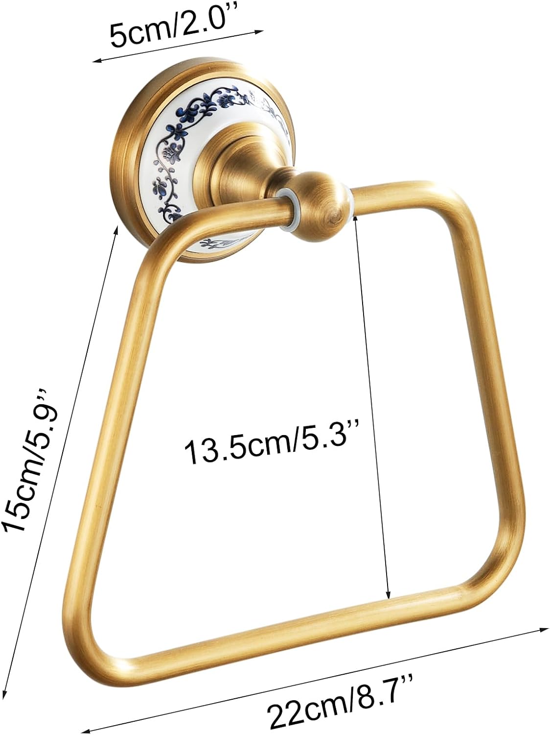 Trapezoid Antique Bronze Brass Hand Towel Holder, Bathroom Hardware Accessories,Porcelain Design