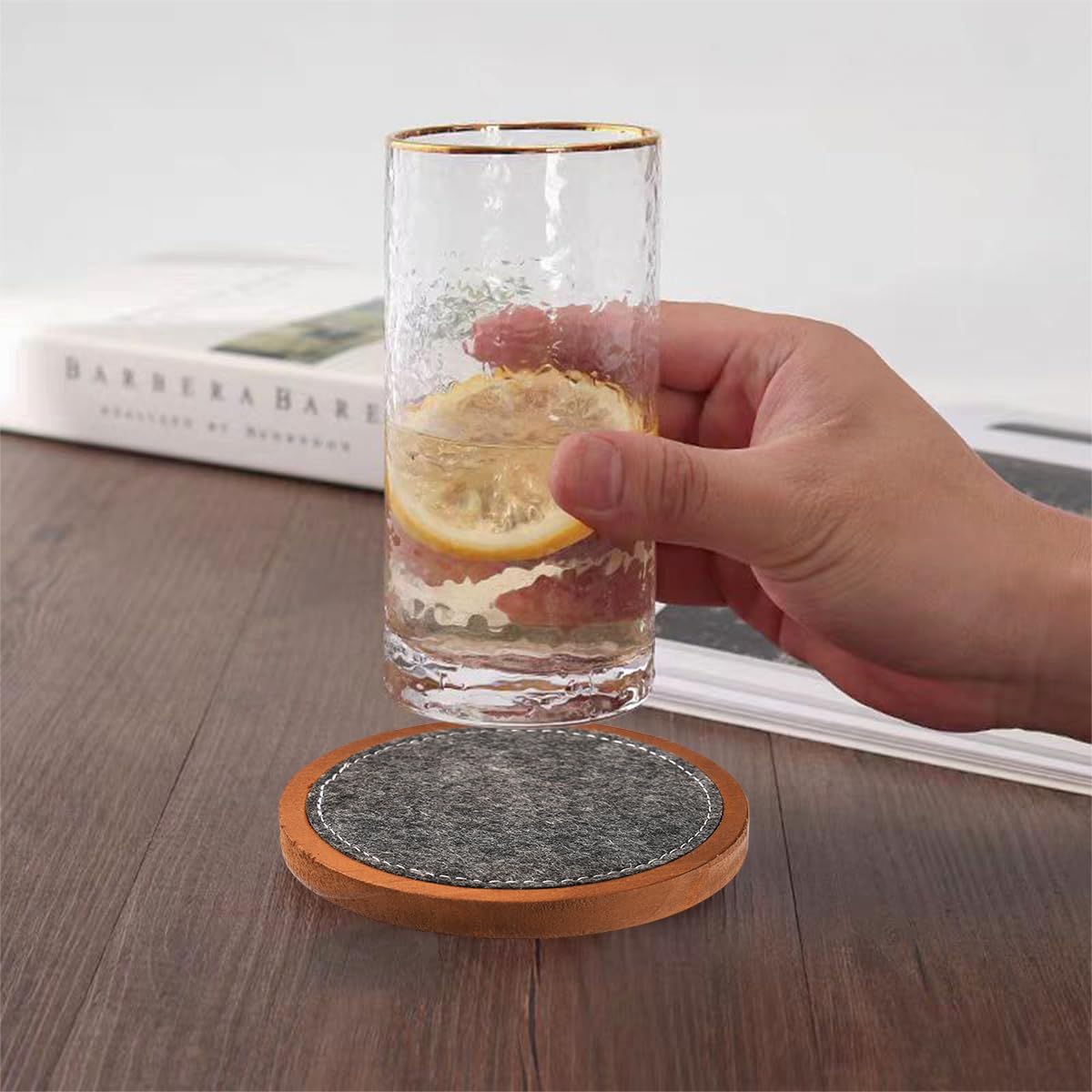 Absorbent and Insulation Felt Stackable Cup Holders / Set of 5