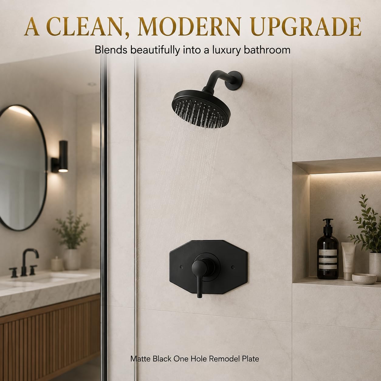 Westbrass One-Hole Remodel Plate for Moen and Delta, Matte Black, D502-62