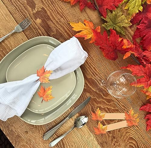 100 Thanksgiving Paper Napkin Rings Disposable Maple Leaf Holders