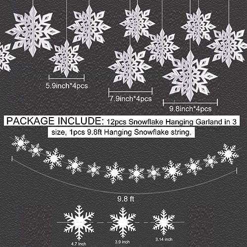 Christmas Hanging Paper Snowflakes for Winter Wonderland Frozen Party Decor