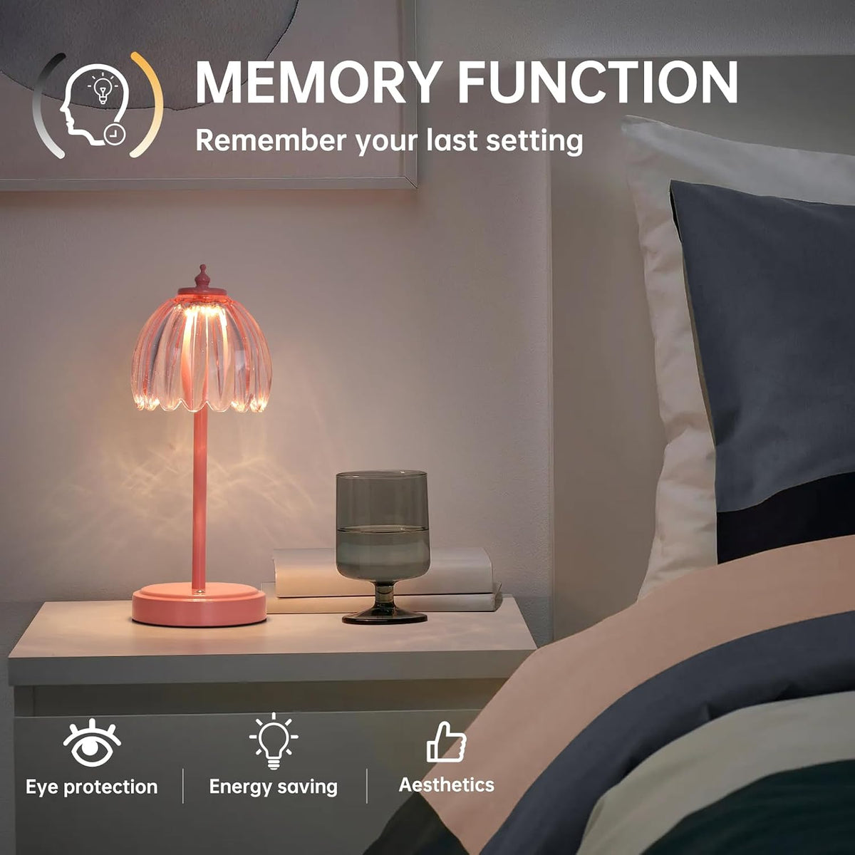Shenmoyl Rechargeable Table Lamp with 5200mAh Battery & Touch Control - 3 Adjustable Color Temperatures, Cordless