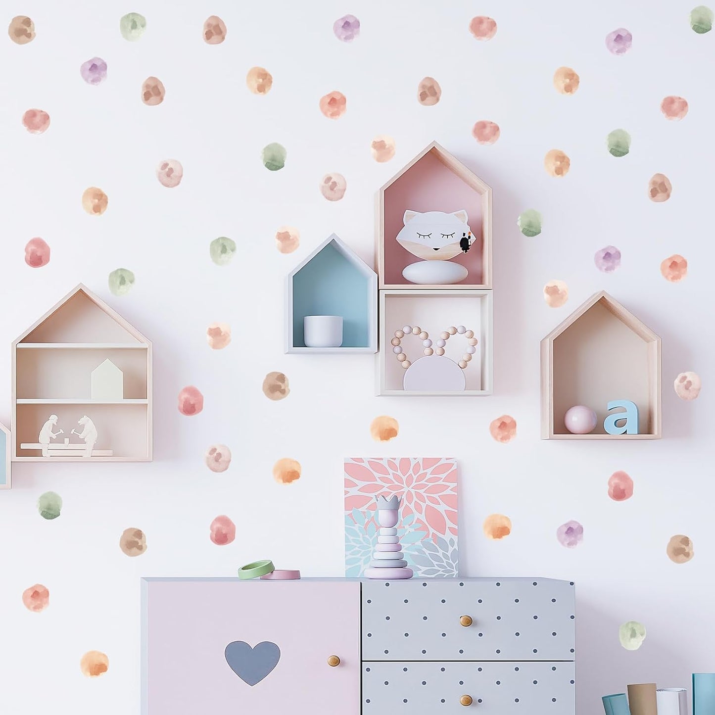 2.2'' Boho Polka Dots Wall Decal Watercolor Wall Sticker / Set of 120