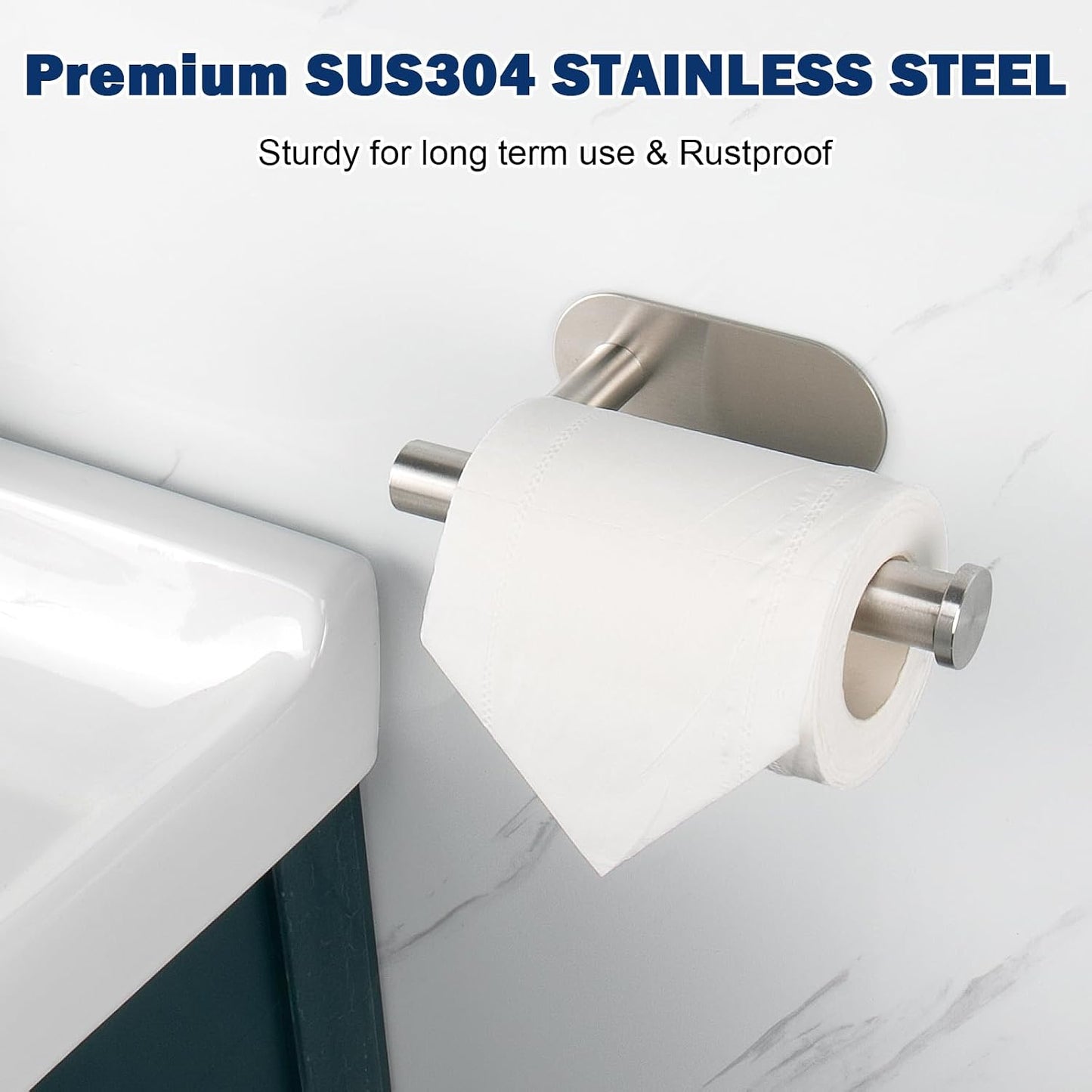 NearMoon Toilet Paper Holder Self Adhesive, Premium Thicken SUS304 Stainless Steel Rustproof Adhesive Toilet Roll