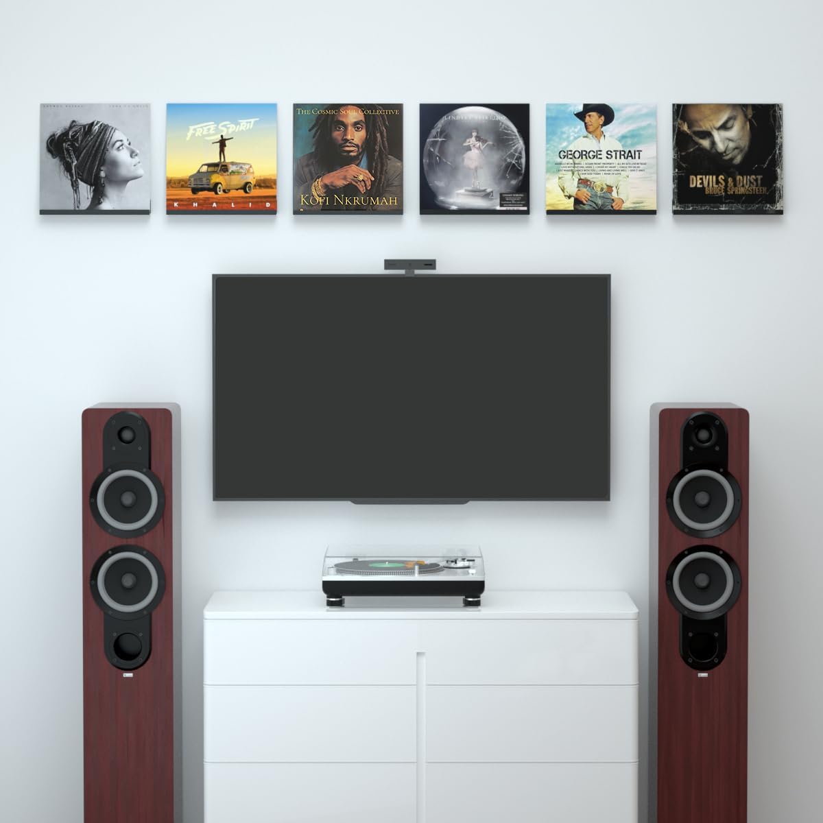 NIUBEE Vinyl Record Shelf Wall Mount, Vinyl Holder Wall, 6 Pack, Black | 12inch Acrylic Record Vinyl Shelves Display
