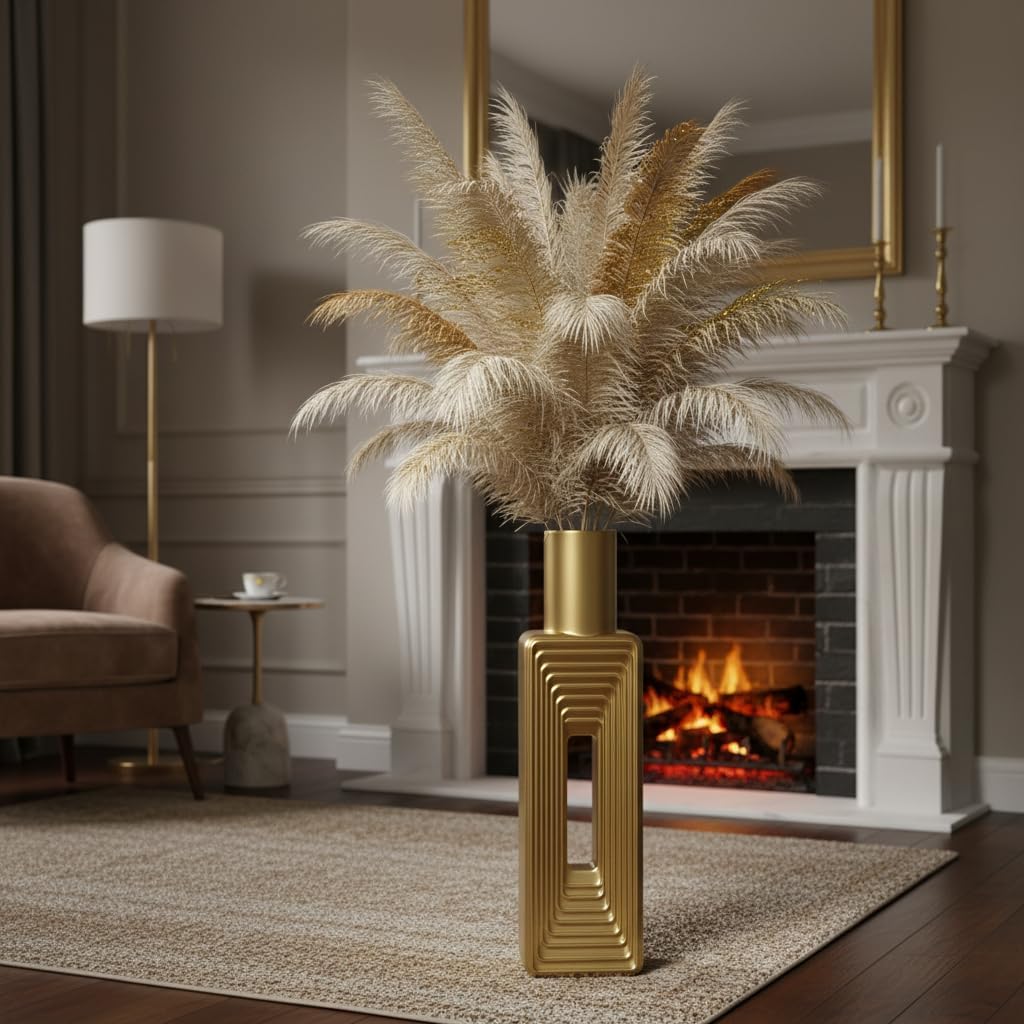 24- Tall Large Modern Vases / Gold / 23.6 In