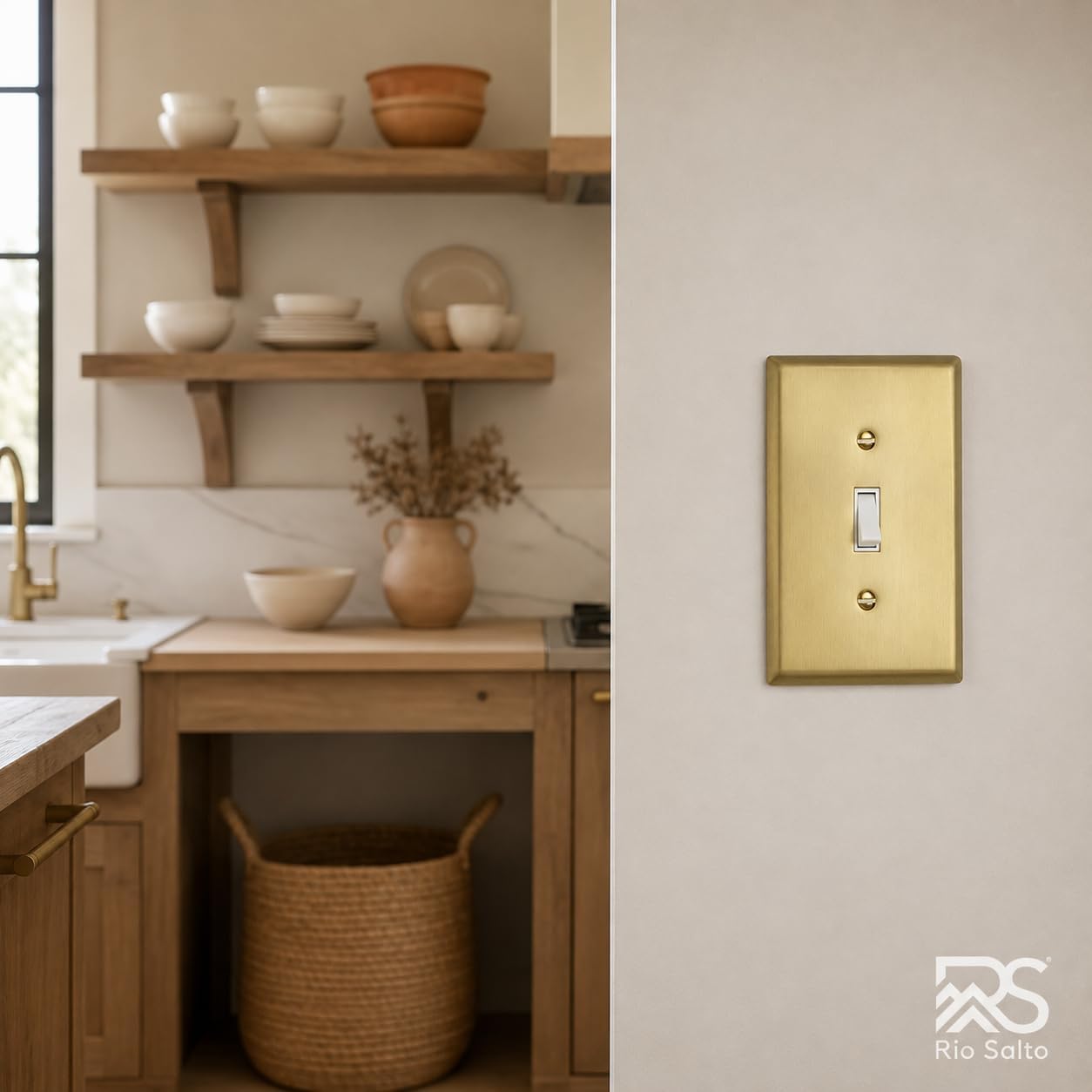 Rio Salto BRASS Gold Decorative Toggle Light Switch Cover Plate Flip Switch Plate Outlet Covers Wall Plates Brushed