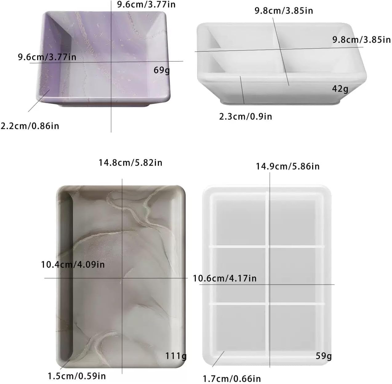 Resin Tray Mold / Set of 4
