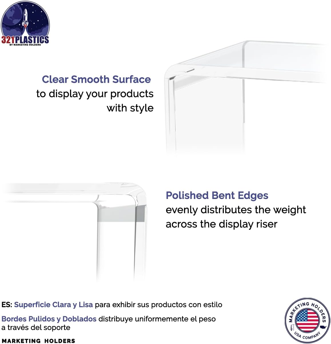 Acrylic Riser Display Stand 3" Reusable Square Platform POP Display / 3"W x 3"H / Clear / Set of 6