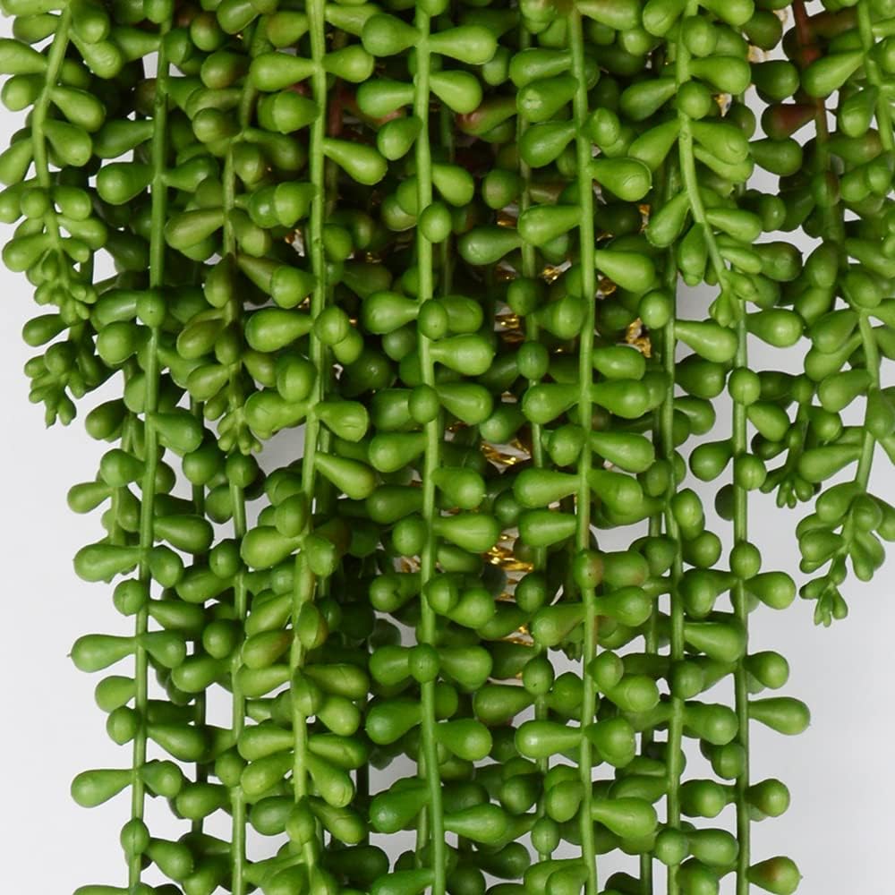 Artificial Fake String of Pearls Plant Faux Succulents Hanging Plants / Dark Green / Set of 3