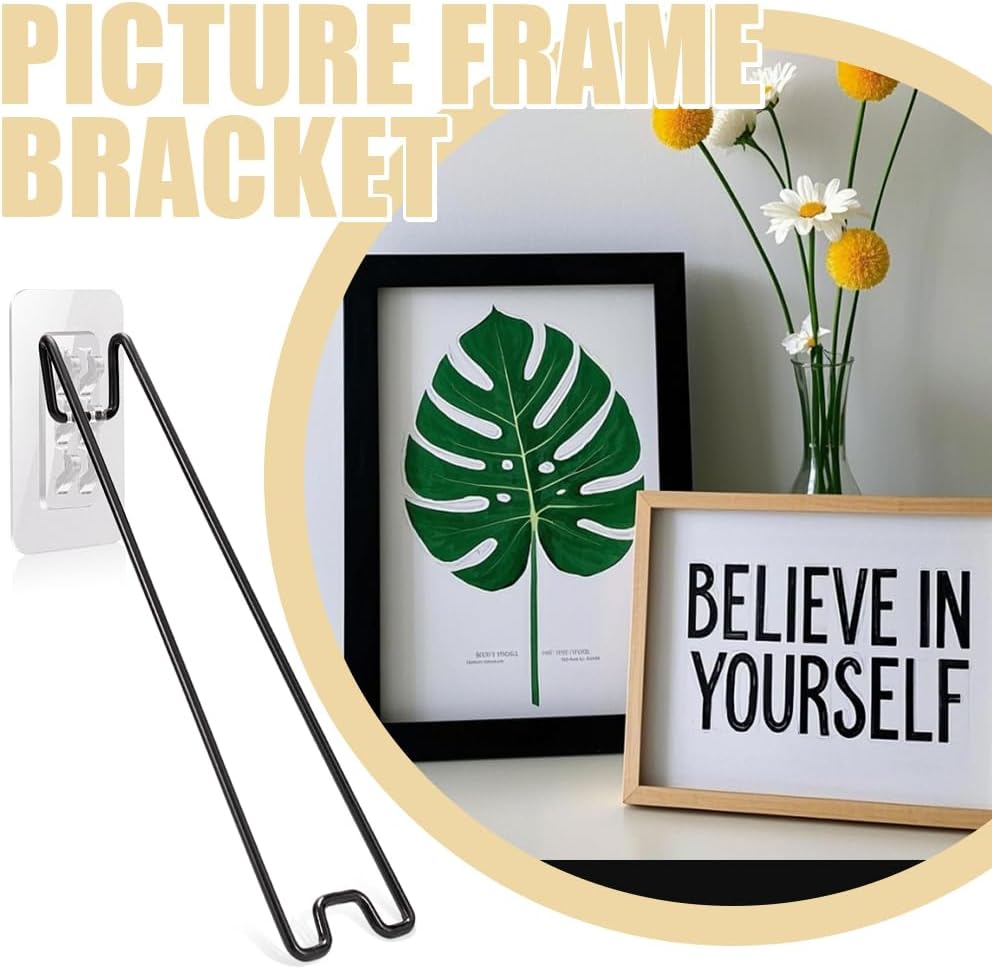 Stainless Steel Picture Frame Easel Backs Self-Adhesive / Black / 3 Size / Set of 6