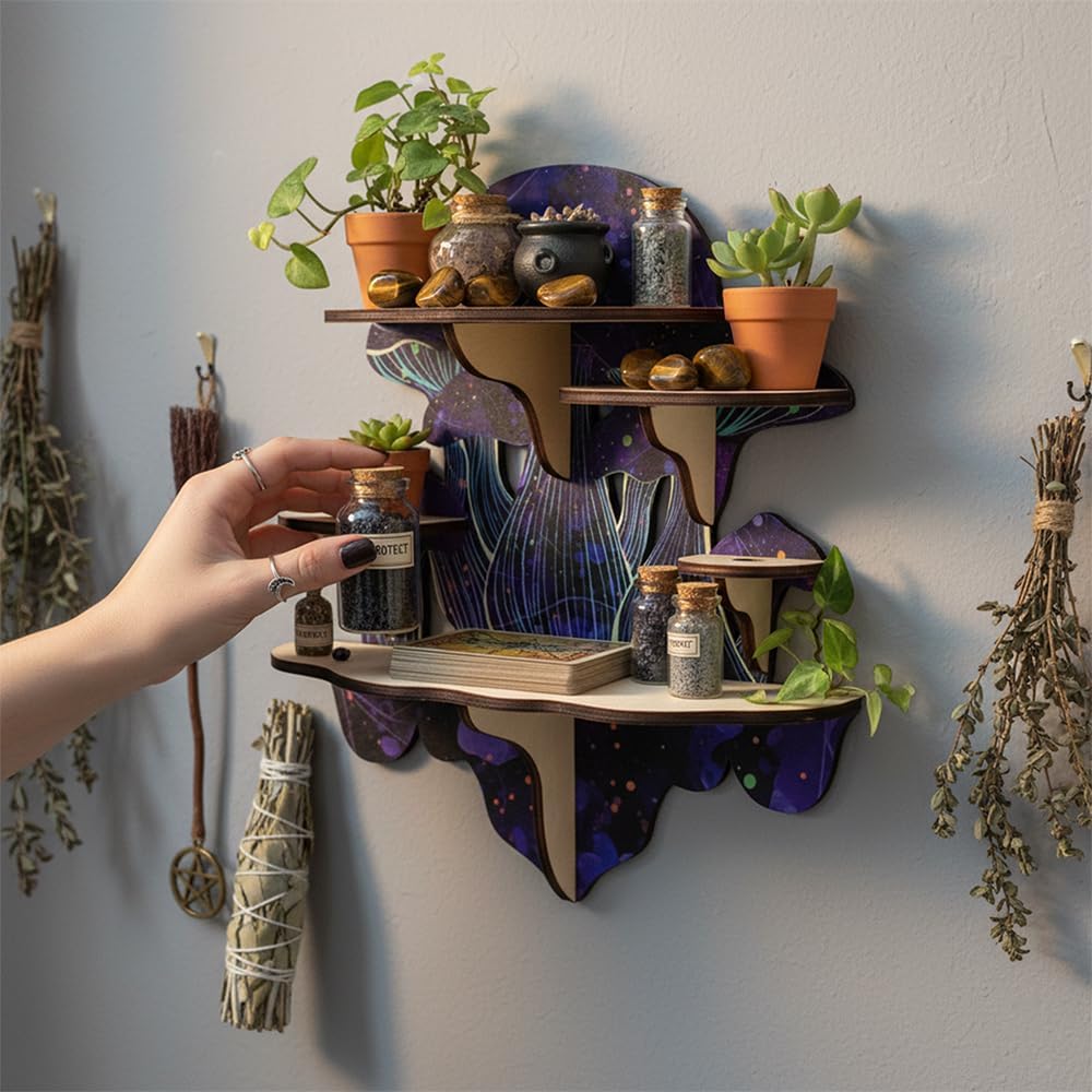 Gemstones & Essential Oils / Gothic Altar Shelf for Crystals