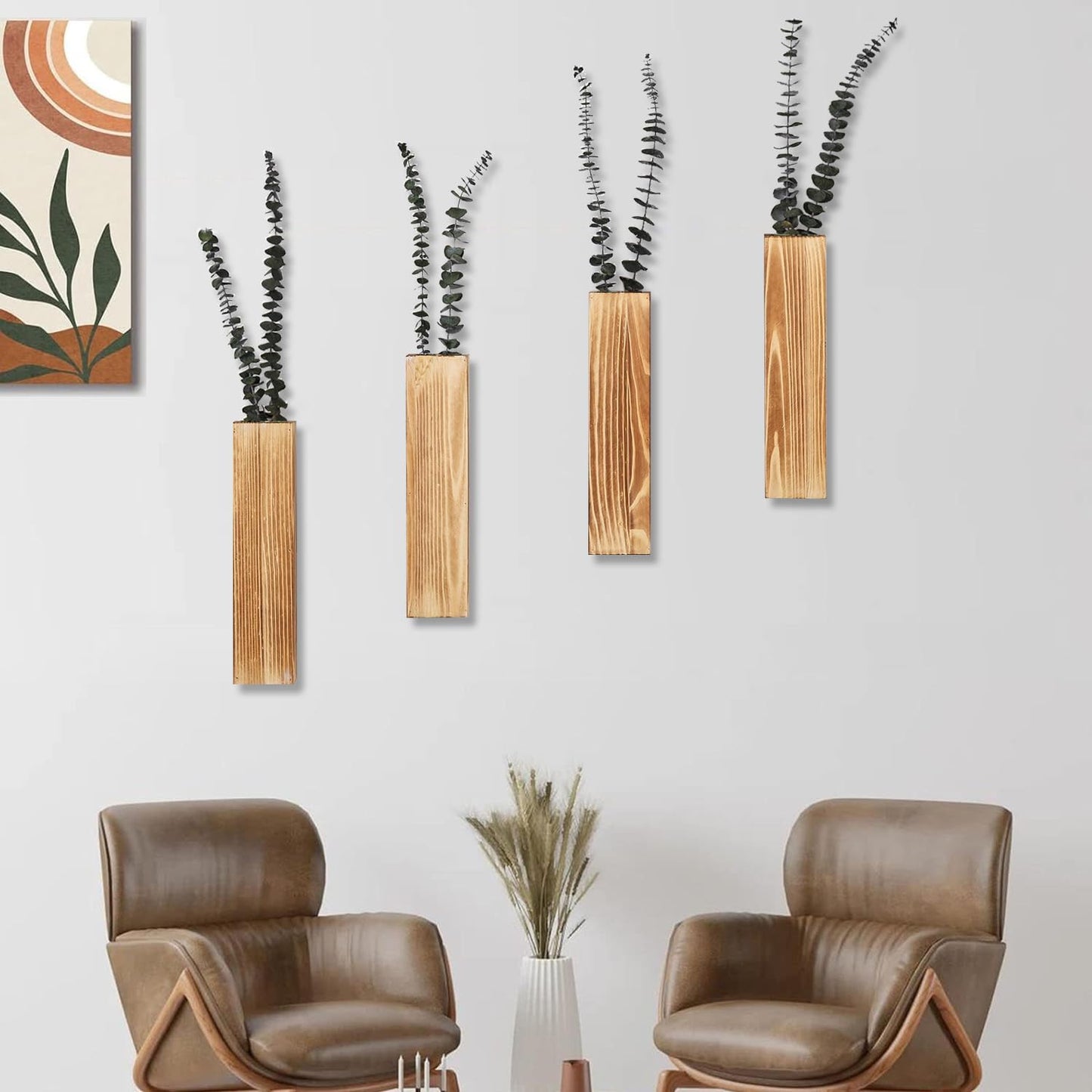 Wooden Wall Planter / Brown / 4 PC / Set of 4