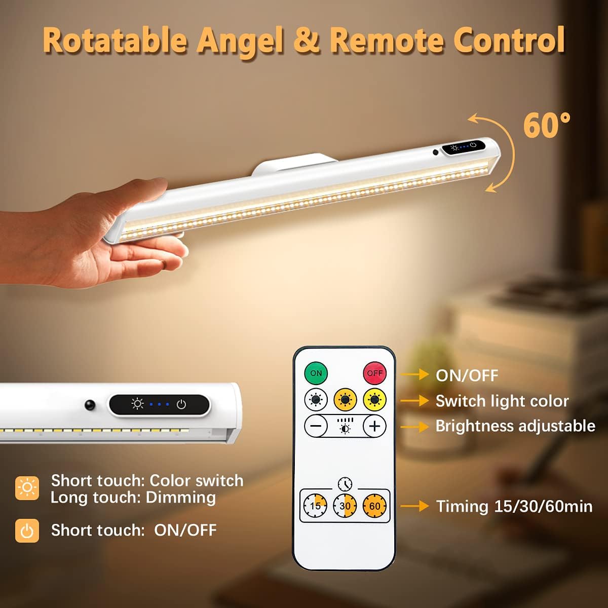 Rechargeable Magnetic LED Light Bar, 4000mAh Wireless Closet Light | Under Cabinet Lighting, Battery Powered Operated
