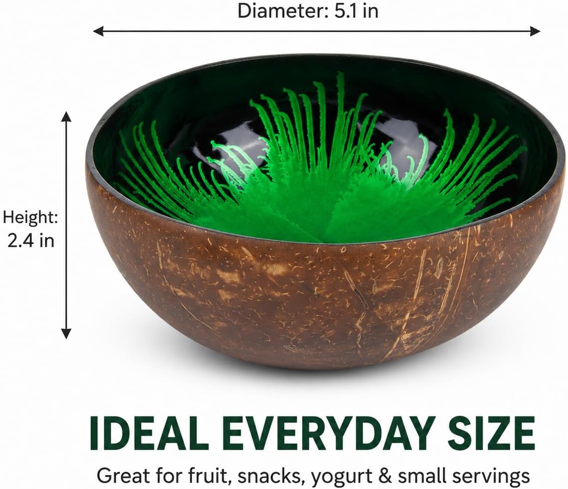 Natural Coconut Bowl / Feather Green