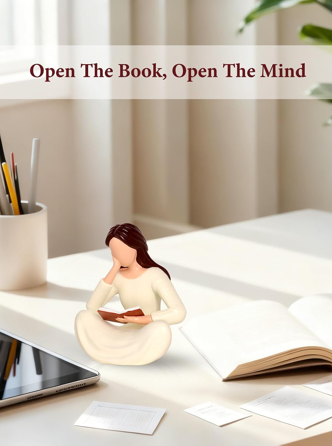 Modern Book Lover Gift for Women / Beige