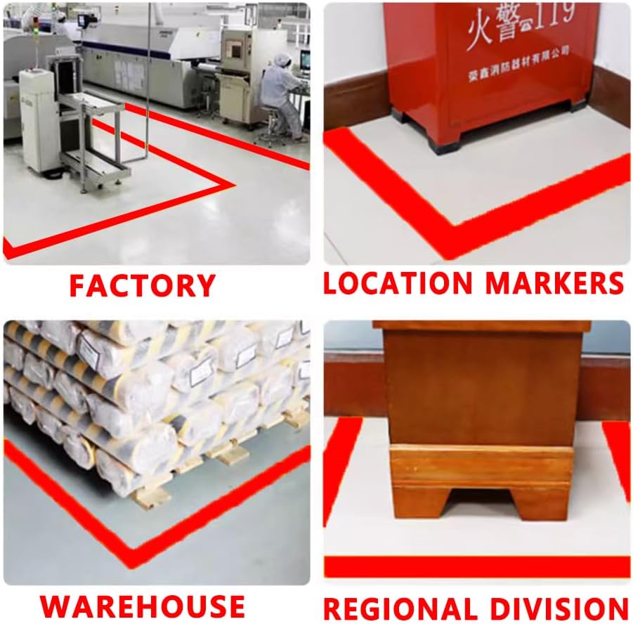 SWRT 2" x 110FT Red Floor Marking Tape and Dance Splicing Tape, Caution Gym Floor Tape Warning Safety Stripe Tape for Floor Marking, Athletics, School, Restaurants, Equipment and More