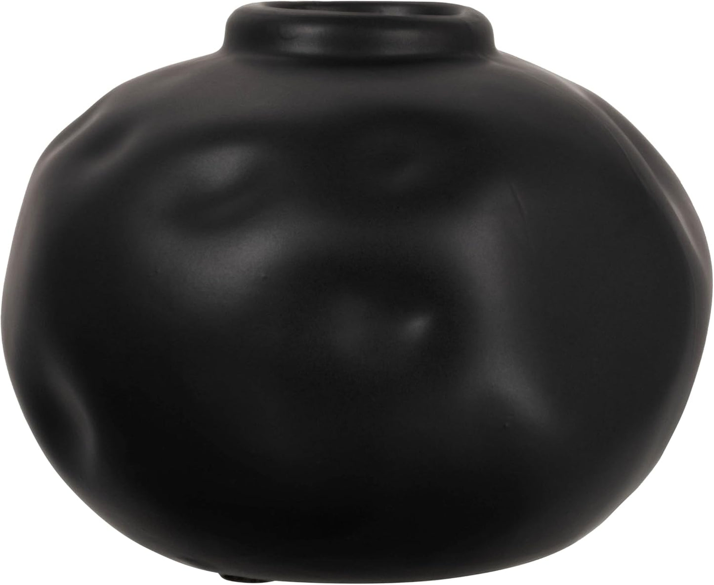 Pinched Organic Shape Terracotta Vase / Black / 6.75 Inches L x 6.25 Inches W x 5.5 Inches H
