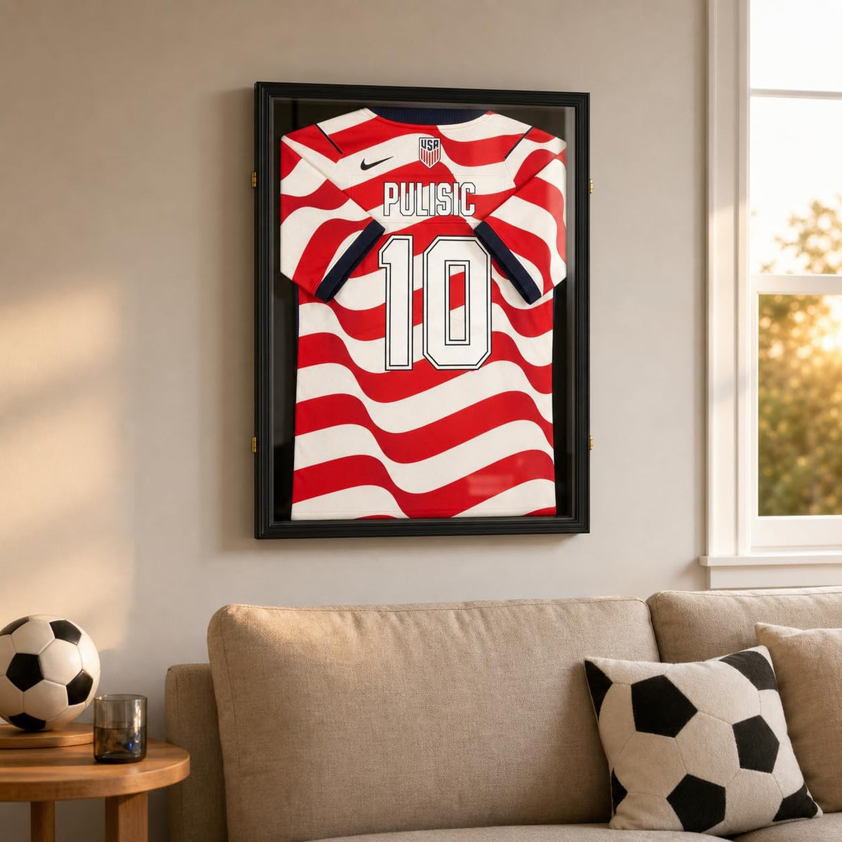 Large Jersey Frame Display Case Jersey Shadow Box Black 6PC | Wall Mounted, UV Protection Acrylic,Wood, Fits Football