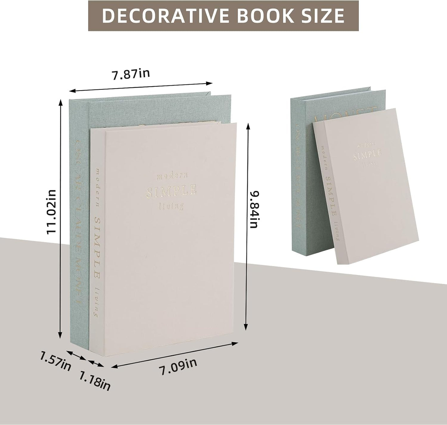 Linen Hardcover Decorative Books / Sage Beige / Set of 2