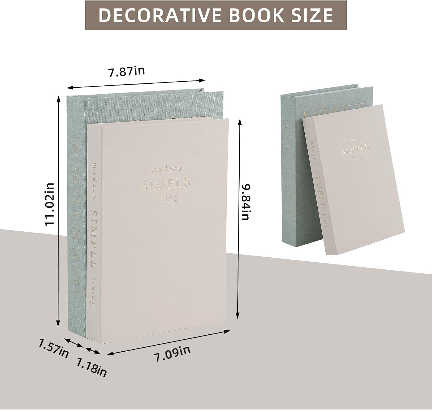Linen Hardcover Decorative Books / Sage Beige / Set of 2
